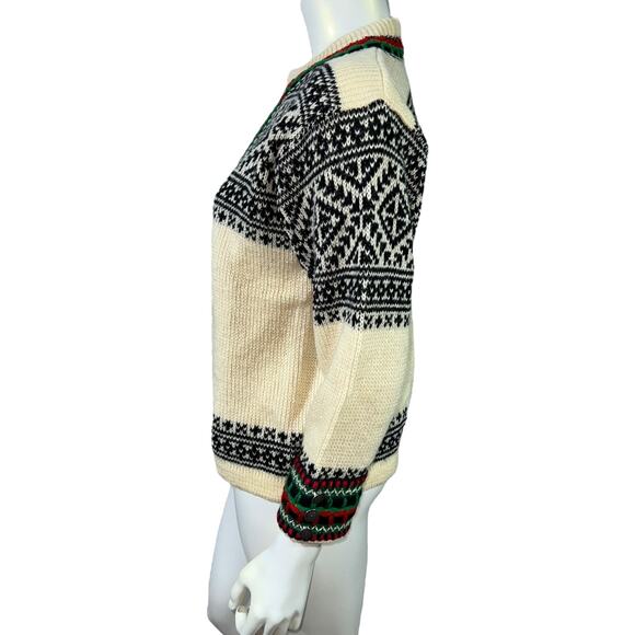 Vintage Norwegian Nordstrikk Wool Fair Isle Cardigan Pewter Toggles Unisex S/M - Picture 2 of 11